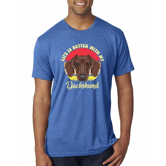 Wild Bobby, Life is Better with My Daschund Cute, Dog Lover, Men Premium Tri Blend Tee, Vintage Royal, Small