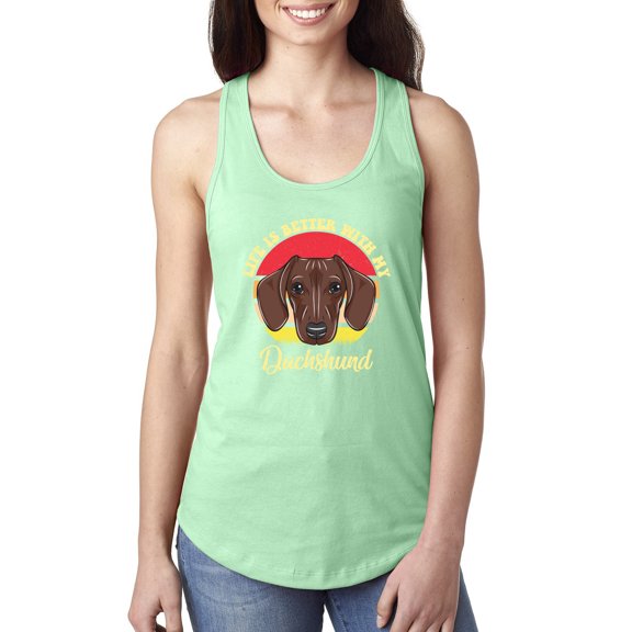Wild Bobby, Life is Better with My Daschund Cute, Dog Lover, Women Racerback Tank Top, Mint, Medium