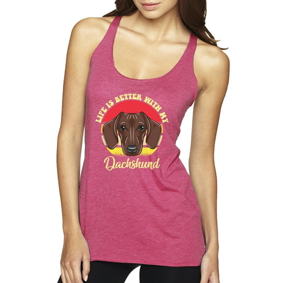 Wild Bobby, Life is Better with My Daschund Cute, Dog Lover, Women Tri-Blend Racerback Tank Top, Vintage Pink, Large