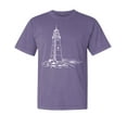 thumbnail image 1 of Wild Bobby,Lighthouse Nautical Sea Coastal Vibes, Streetwear, Garment-Dyed Washed Look Short Sleeve T-Shirt, Purple, X-Large, 1 of 3