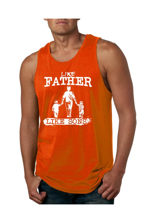 ,Like Father Like Sons Boy Dad Daddys Boy Gift, Father's Day, Men Graphic Tank Top, Orange, Medium