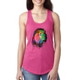 thumbnail image 1 of Wild Bobby, Lion Paint Art Splatter Abstract Art Animal Lover Ladies Racerback Tank Top, Raspberry, Small, 1 of 3