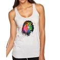 thumbnail image 1 of Wild Bobby, Lion Paint Art Splatter Abstract Art Animal Lover Tri-Blend Racerback Tank Top, Heather White, Large, 1 of 3
