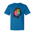 thumbnail image 1 of Wild Bobby, Lion Paint Art Splatter, Animal Lover, Garment-Dyed Washed Look Short Sleeve T-Shirt, Cobalt, X-Large, 1 of 3
