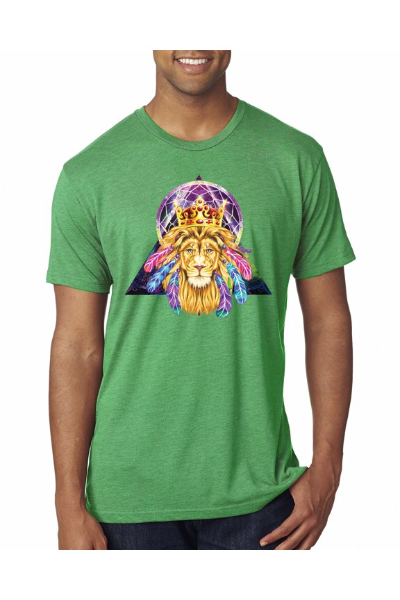 , Lion Throne King Crown Animal Lover Mens Premium Tri Blend T-Shirt, Envy, Medium