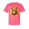 thumbnail image 1 of Wild Bobby, Lion With Sunglasses, Animal Lover, Garment-Dyed Washed Look Short Sleeve T-Shirt, Neon Pink, Large, 1 of 3