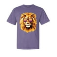 thumbnail image 1 of Wild Bobby, Lion With Sunglasses, Animal Lover, Garment-Dyed Washed Look Short Sleeve T-Shirt, Purple, Large, 1 of 3