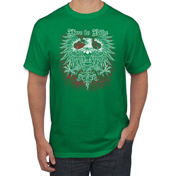 Wild Bobby, Live To Ride Motto Motorcylce Club Cars and Trucks Men's Graphic T-Shirt, Kelly, 5XL