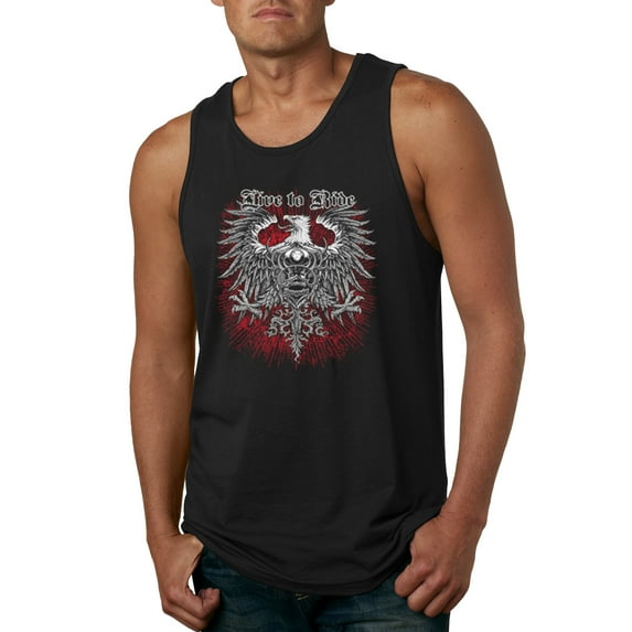 Wild Bobby, Live To Ride Motto Motorcylce Club Cars and Trucks Mens Graphic Tank Top, Black, X-Large