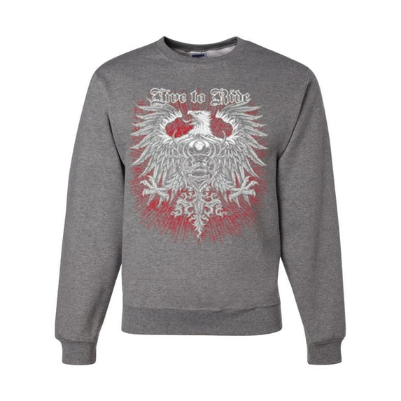 Wild Bobby, Live To Ride Motto Motorcylce Club Cars and Trucks Unisex Crewneck Graphic Sweatshirt, Heather Grey, X-Large