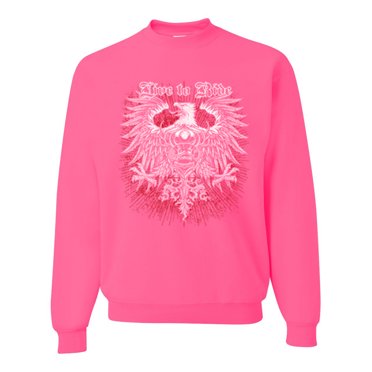 Wild Bobby, Live To Ride Motto Motorcylce Club Cars and Trucks Unisex Crewneck Graphic Sweatshirt, Neon Pink, X-Large