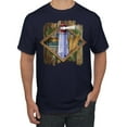 thumbnail image 1 of Wild Bobby, Living Life In The Sun Surfboards Sunsets Lighthouse Pop Culture Men's Graphic T-Shirt, Navy, Large, 1 of 3