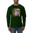 thumbnail image 1 of Wild Bobby, Living Life In The Sun Surfboards Sunsets Lighthouse Pop Culture Mens Long Sleeve Shirt, Forest Green, Large, 1 of 3
