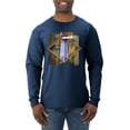 thumbnail image 1 of Wild Bobby, Living Life In The Sun Surfboards Sunsets Lighthouse Pop Culture Mens Long Sleeve Shirt, Vintage Heather Navy, Large, 1 of 3