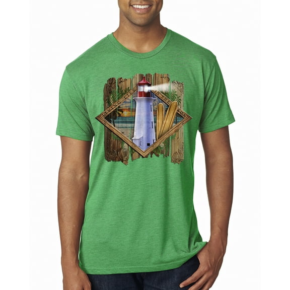 Wild Bobby, Living Life In The Sun Surfboards Sunsets Lighthouse Pop Culture Mens Premium Tri Blend T-Shirt, Envy, Large