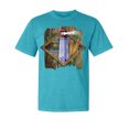 thumbnail image 1 of Wild Bobby, Living Life in The Sun Surfboards Sunsets Lighthouse, Garment-Dyed Washed Look Short Sleeve Tees, Blue Lagoon, Small, 1 of 3