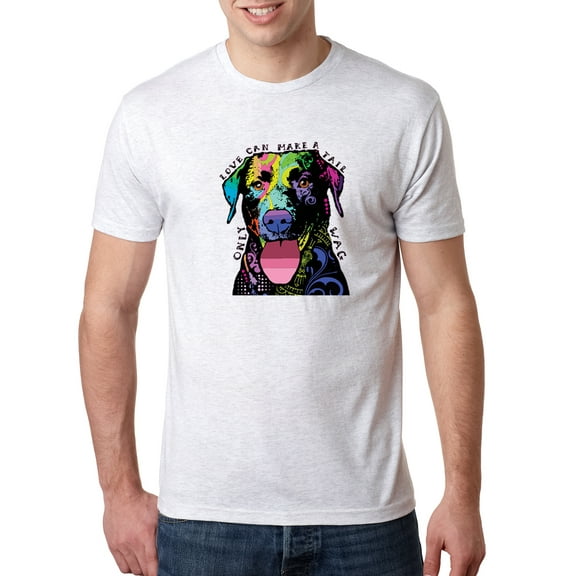 Wild Bobby, Love Can Make a Tail Wag Pitbull Dog Lover Mens Premium Tri Blend T-Shirt, Heather White, Large