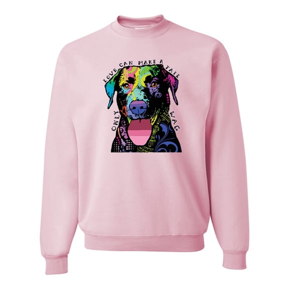 Wild Bobby, Love Can Make a Tail Wag Pitbull Dog Lover Unisex Crewneck Graphic Sweatshirt, Light Pink, X-Large