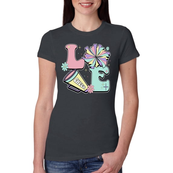Wild Bobby Love Cheer Women Slim Fit Junior Tee