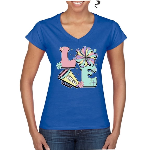 Wild Bobby Love Cheer Women Standard V-Neck Tee