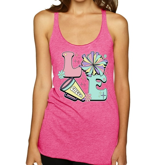 Wild Bobby Love Cheer Women Tri-Blend Racerback Tank Top