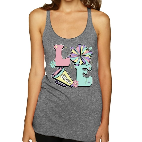 Wild Bobby Love Cheer Women Tri-Blend Racerback Tank Top