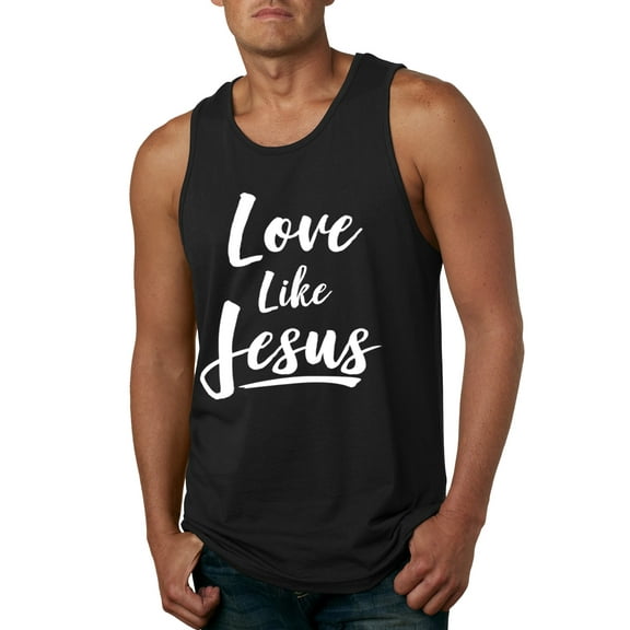 Wild Bobby Love Like Jesus Inspirational/Christian Men Graphic Tank Top, Black, Small