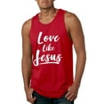 thumbnail image 1 of Wild Bobby Love Like Jesus Inspirational/Christian Men Graphic Tank Top, Red, Small, 1 of 5