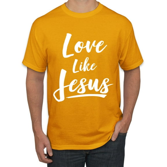 Wild Bobby Love Like Jesus Inspirational/Christian Men Graphic Tee, Gold, Large