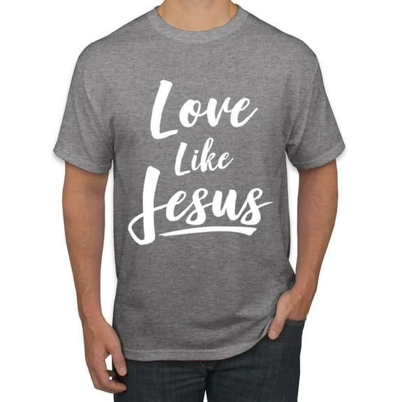 Wild Bobby Love Like Jesus Inspirational/Christian Men Graphic Tee, Heather Grey, Large