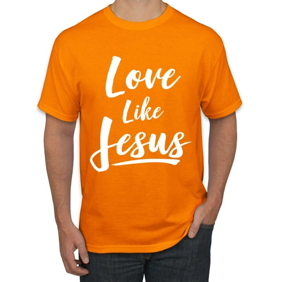 Wild Bobby Love Like Jesus Inspirational/Christian Men Graphic Tee, Orange, X-Large