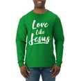 thumbnail image 1 of Wild Bobby Love Like Jesus Inspirational/Christian Men Long Sleeve Shirt, Kelly, 3X-Large, 1 of 5