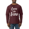thumbnail image 1 of Wild Bobby Love Like Jesus Inspirational/Christian Men Long Sleeve Shirt, Maroon, XX-Large, 1 of 5