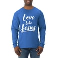 thumbnail image 1 of Wild Bobby Love Like Jesus Inspirational/Christian Men Long Sleeve Shirt, Royal, Small, 1 of 5