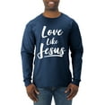 thumbnail image 1 of Wild Bobby Love Like Jesus Inspirational/Christian Men Long Sleeve Shirt, Vintage Heather Navy, Medium, 1 of 5