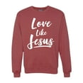 thumbnail image 1 of Wild Bobby Love Like Jesus Inspirational/Christian Unisex Crewneck Graphic Sweatshirt, Vintage Heather Red, Small, 1 of 5