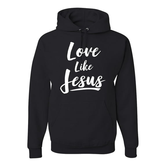 Wild Bobby Love Like Jesus Inspirational/Christian Unisex Graphic Hoodie Sweatshirt, Black, Small
