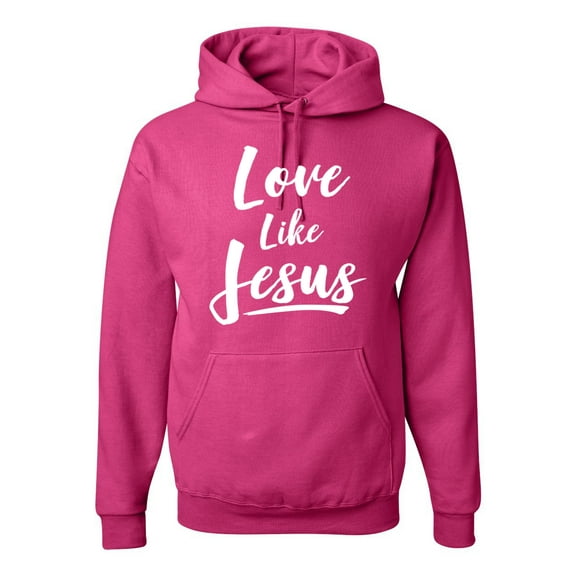 Wild Bobby Love Like Jesus Inspirational/Christian Unisex Graphic Hoodie Sweatshirt, Fuschia, 3X-Large