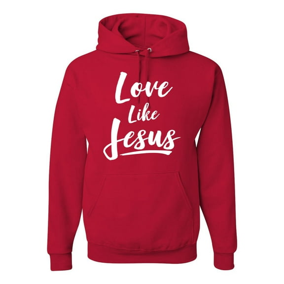 Wild Bobby Love Like Jesus Inspirational/Christian Unisex Graphic Hoodie Sweatshirt, Red, XX-Large