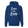 thumbnail image 1 of Wild Bobby Love Like Jesus Inspirational/Christian Unisex Graphic Hoodie Sweatshirt, Royal, 3X-Large, 1 of 5