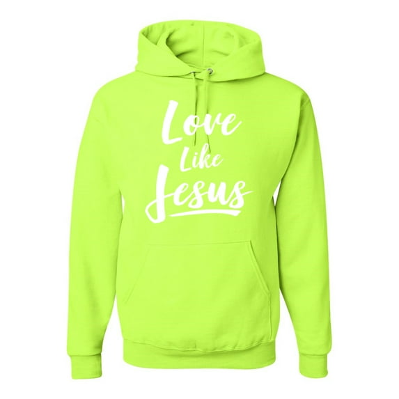 Wild Bobby Love Like Jesus Inspirational/Christian Unisex Graphic Hoodie Sweatshirt, Safety Green, XX-Large