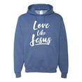 thumbnail image 1 of Wild Bobby Love Like Jesus Inspirational/Christian Unisex Graphic Hoodie Sweatshirt, Vintage Heather Blue, 3X-Large, 1 of 5