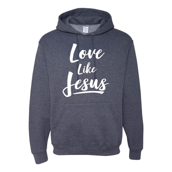 Wild Bobby Love Like Jesus Inspirational/Christian Unisex Graphic Hoodie Sweatshirt, Vintage Heather Navy, Small