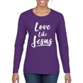 thumbnail image 1 of Wild Bobby Love Like Jesus Inspirational/Christian Women Graphic Long Sleeve Tee, Purple, Medium, 1 of 5