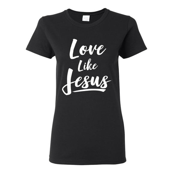 Wild Bobby Love Like Jesus Inspirational/Christian Women Graphic Tee, Black, Small