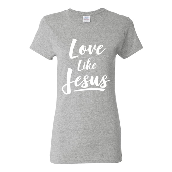 Wild Bobby Love Like Jesus Inspirational/Christian Women Graphic Tee, Heather Grey, Small