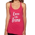 thumbnail image 1 of Wild Bobby Love Like Jesus Inspirational/Christian Women Tri-Blend Racerback Tank Top, Shocking Pink, Large, 1 of 5