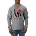 thumbnail image 1 of Wild Bobby, Love My Cat Stole My Heart Red Footprints Animal Lover Mens Long Sleeve Shirt, Heather Grey, Small, 1 of 3