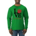 thumbnail image 1 of Wild Bobby, Love My Cat Stole My Heart Red Footprints Animal Lover Mens Long Sleeve Shirt, Kelly, Small, 1 of 3
