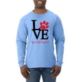 thumbnail image 1 of Wild Bobby, Love My Cat Stole My Heart Red Footprints Animal Lover Mens Long Sleeve Shirt, Light Blue, 2XL, 1 of 3